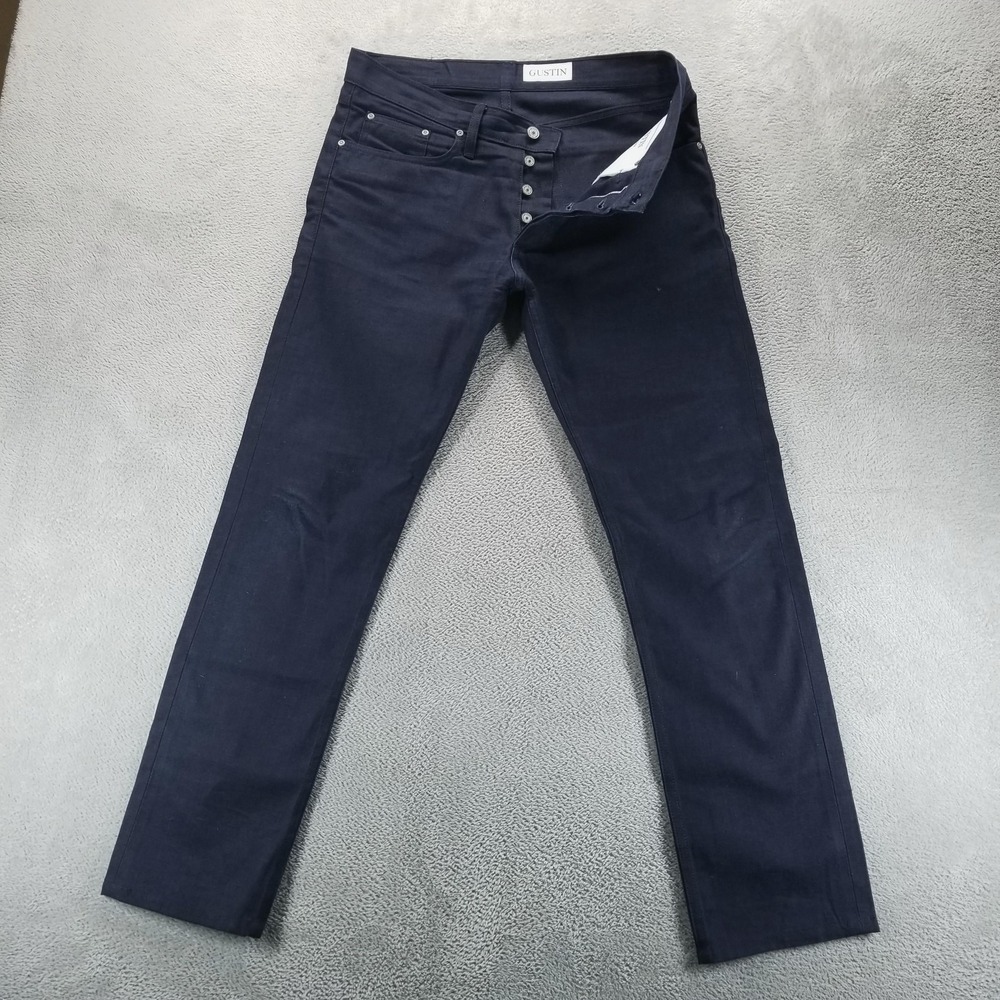 Gustin Jeans Mens 33x32 Blue Slim Raw Selvedge Button Fly Made in USA